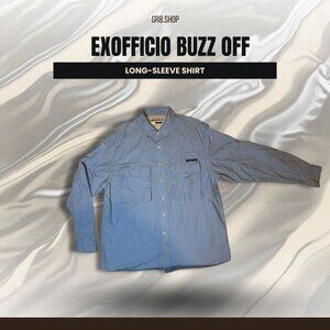 Exofficio Buzz Off Long-Sleeve Button-Up Shirt L Insect Repellent Lightweight Bl